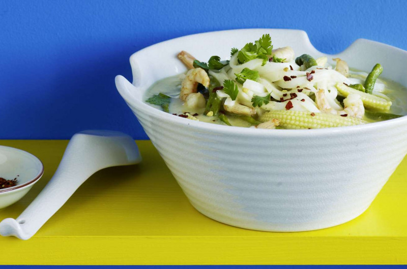 Curry vert de nouilles aux crevettes