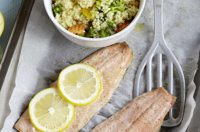 Filet de truite sur couscous aux légumes
