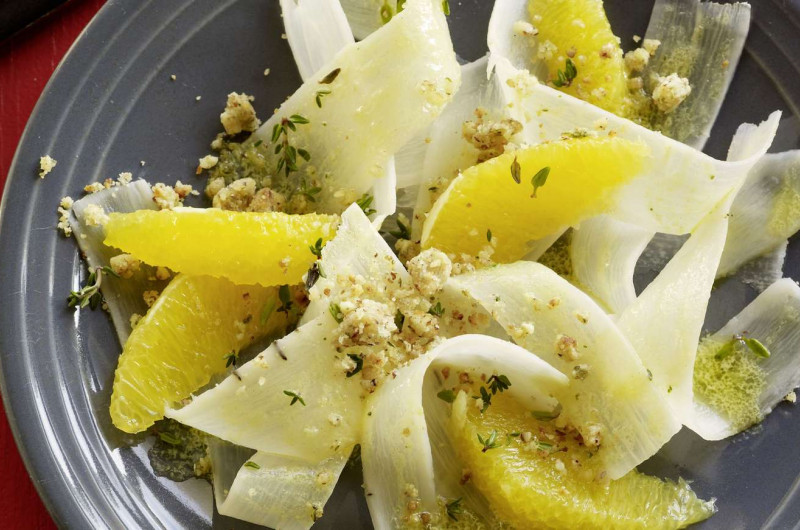 Salade de salsifis avec crumble de noisettes