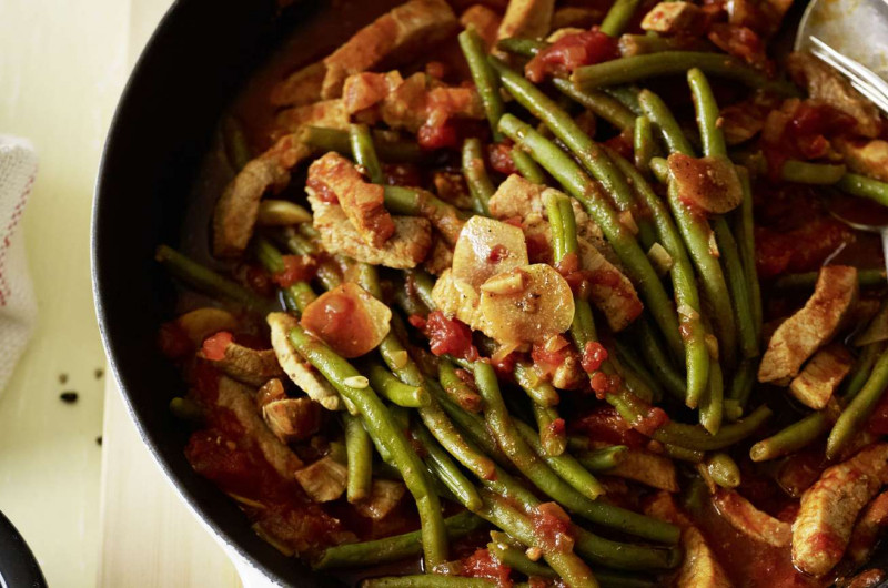 Emincé de porc avec haricots