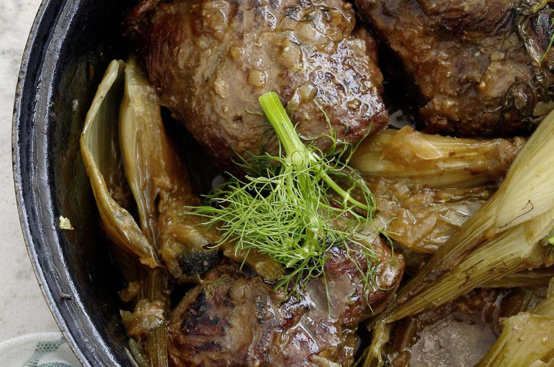 Agneau au miel avec fenouil braisé