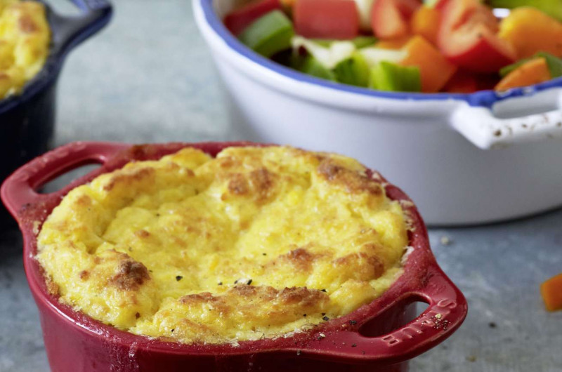 Gratin au maïs et salade de poivrons