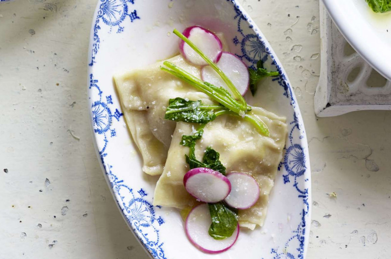 Ravioli et radis roses