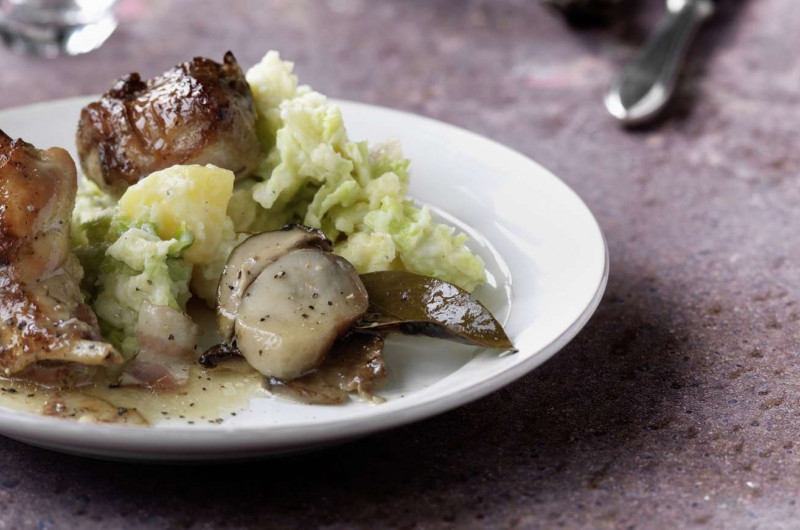Gibelotte de lapin au lard et aux champignons