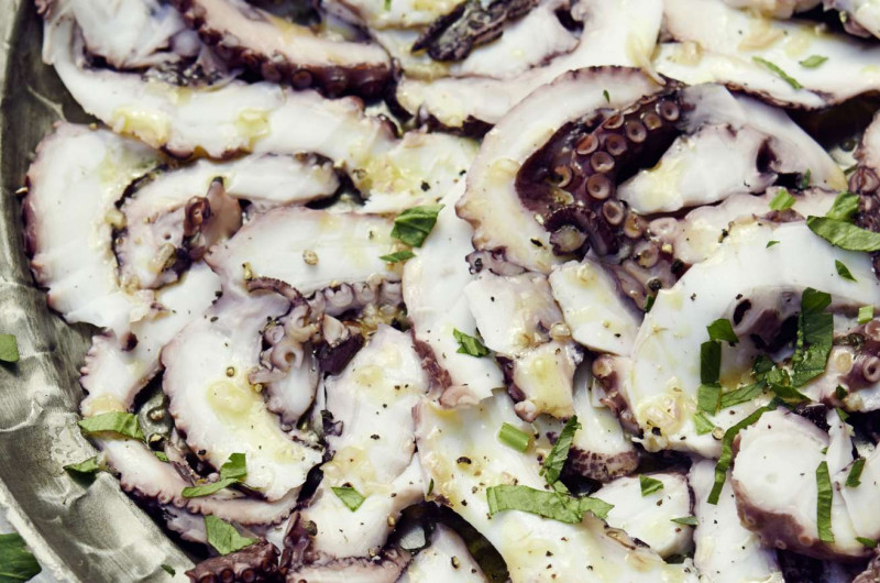 Carpaccio de poulpe et vinaigrette