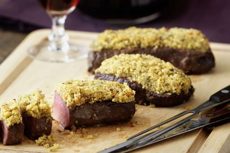 Entrecôte de cerf avec croûte aux marrons