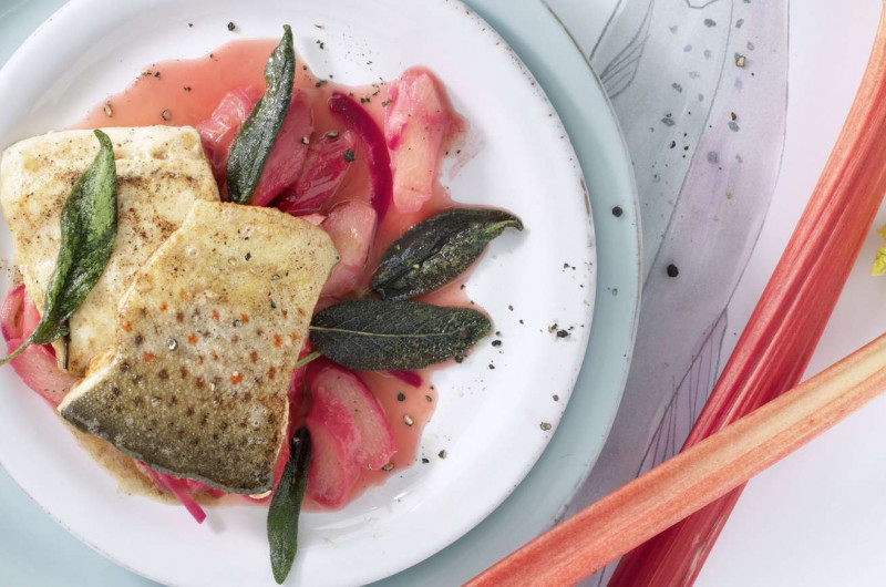 Filet de truite sur lit de rhubarbe