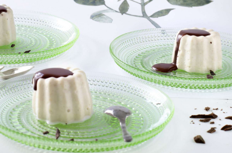 Flan earl grey avec sauce au chocolat