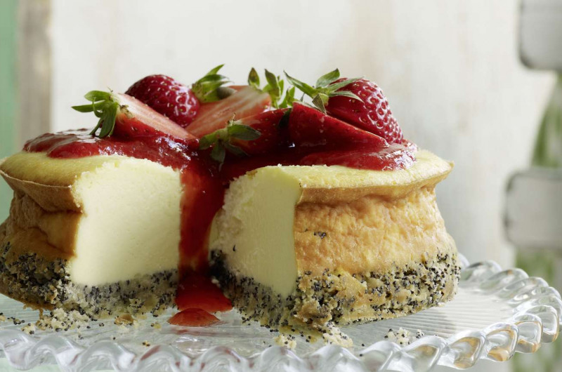 Cheesecake aux fraises et au pavot