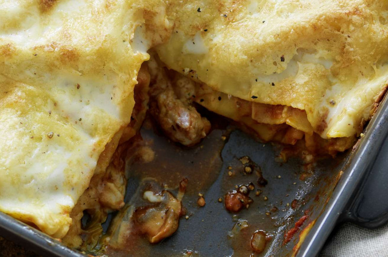 Lasagne avec chou et champignons
