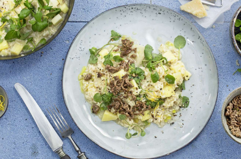 Risotto aux panais avec viande hachée