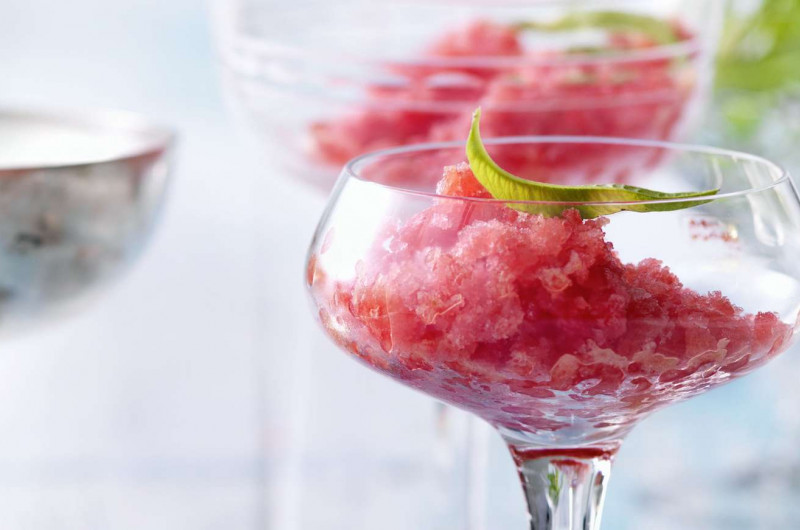Granité aux framboises avec verveine