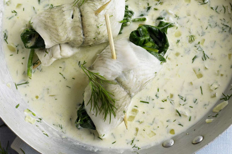 Rouleaux de poisson aux épinards