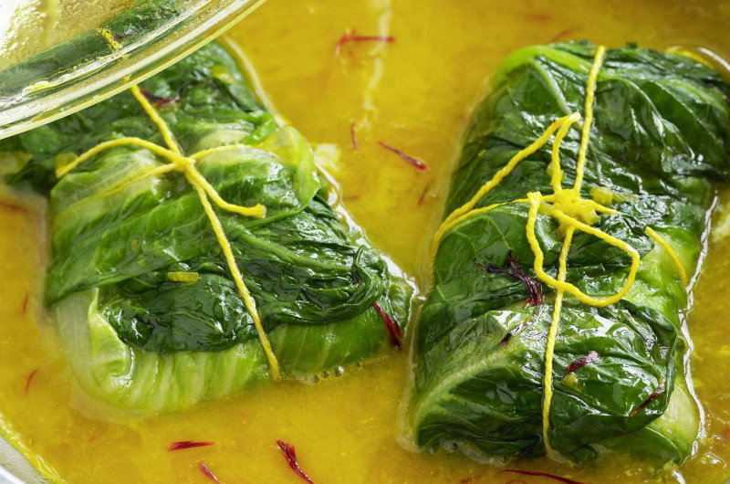 Paupiettes de cabillaud en sauce safranée