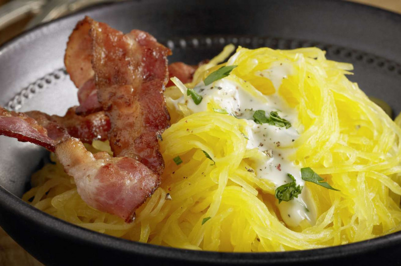 Courge spaghetti avec sauce au gorgonzola