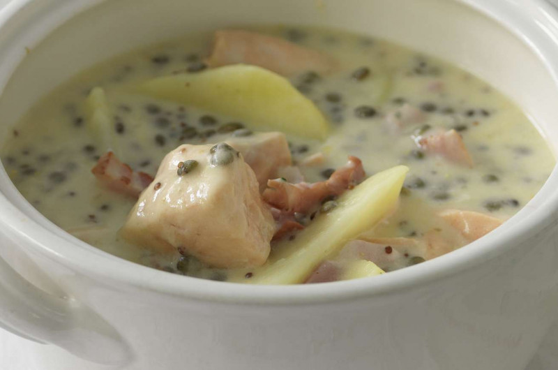 Lentilles au saumon et à la crème fraîche