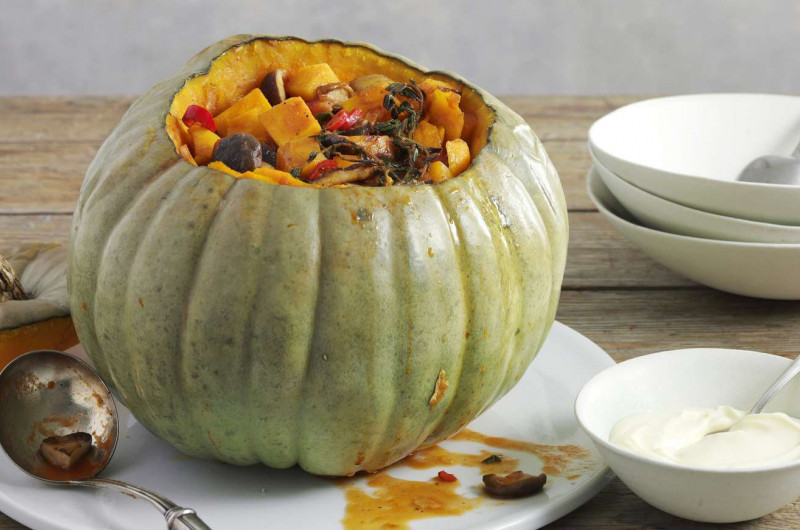 Ragoût de champignons et de courge avec crème fraîche maison