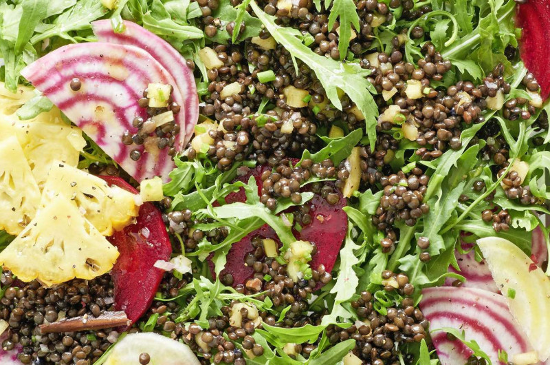 Salade de lentilles avec vinaigrette à l'ananas