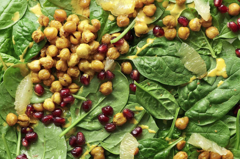 Salade de pois chiches aux épinards