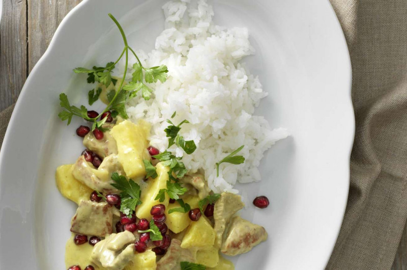 Emincé de porc à l’ananas et au curry