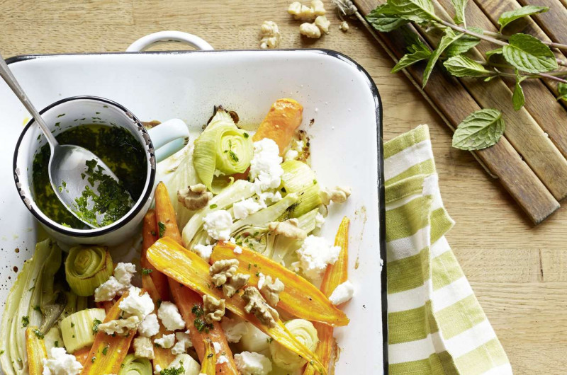 Légumes au four avec huile aux fines herbes