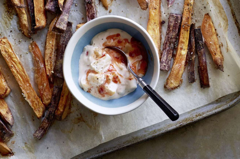 Frites douces avec sauce ananas-piment