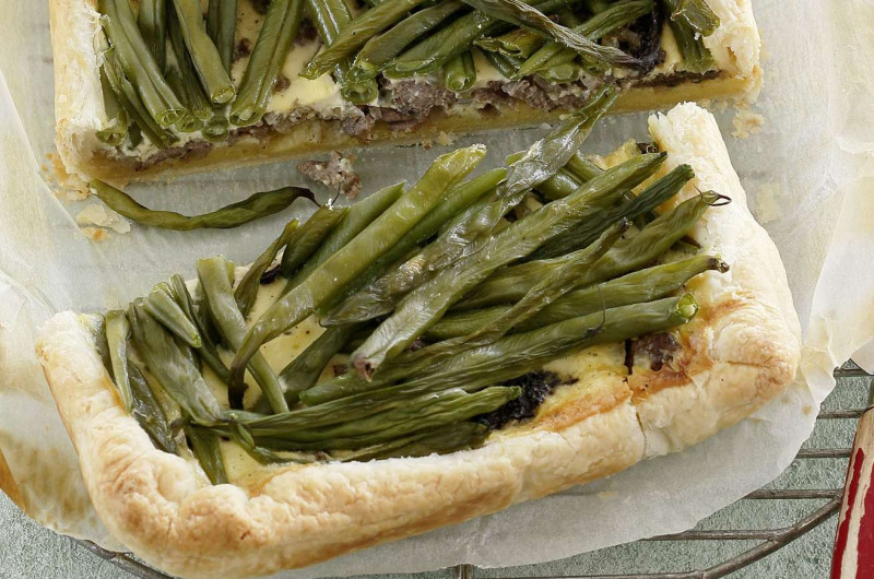 Quiche aux haricots avec filet de bœuf et morilles
