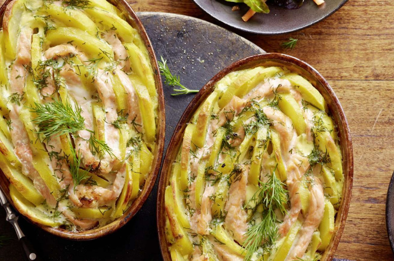 Gratin de pommes de terre et de saumon