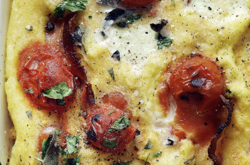 Polenta au lard avec mozzareline