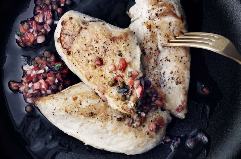 Poitrine de poulet à la vinaigrette aux fraises