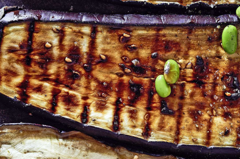 Aubergines caramélisées avec edamame