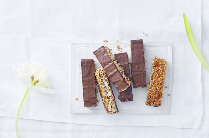 Barres au müesli nappées de chocolat