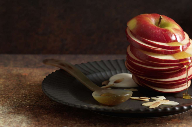 Pomme avec crème acidulée au miel