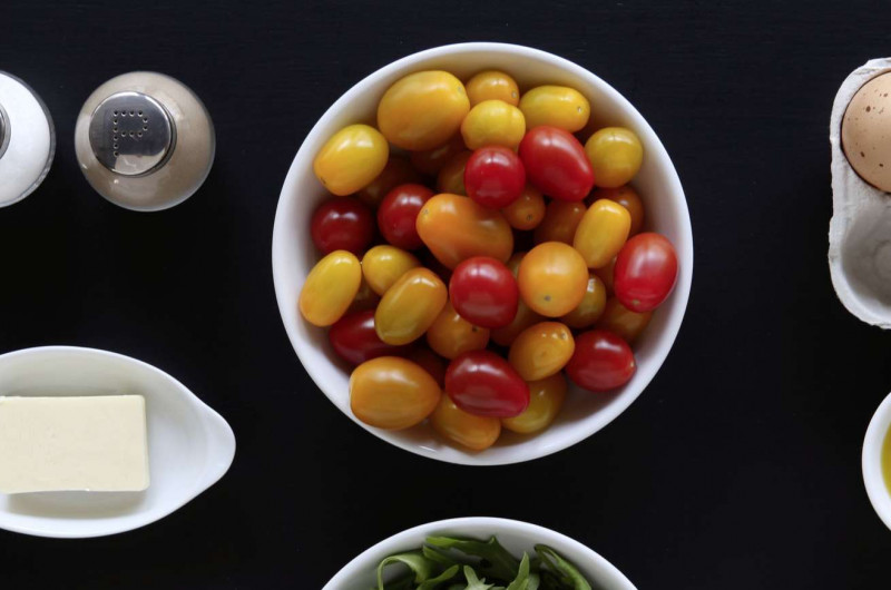 Orecchiette avec tomates cerises et roquette