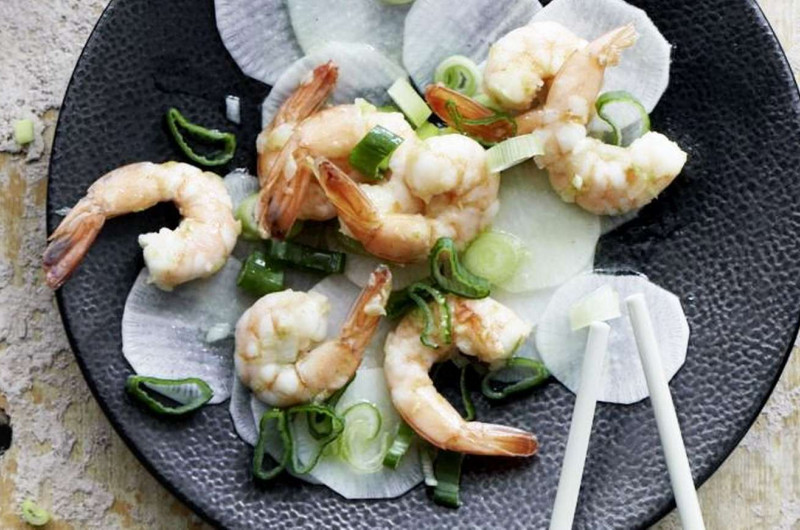 Radis long avec crevettes