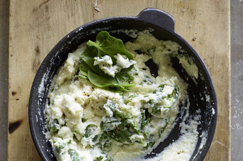 Maïs Ribel aux épinards et au gorgonzola