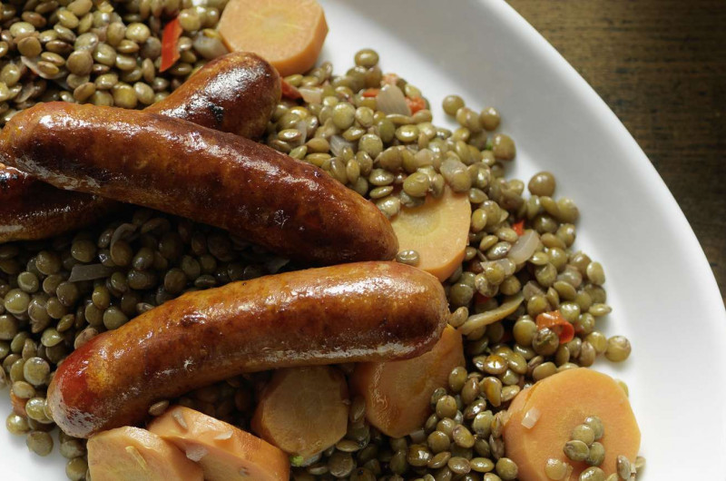 Potée de lentilles aux merguez