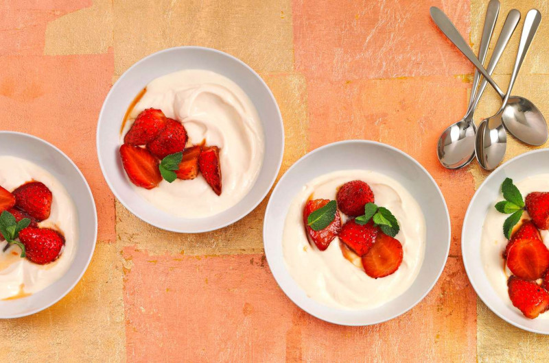Fraises rôties avec ricotta