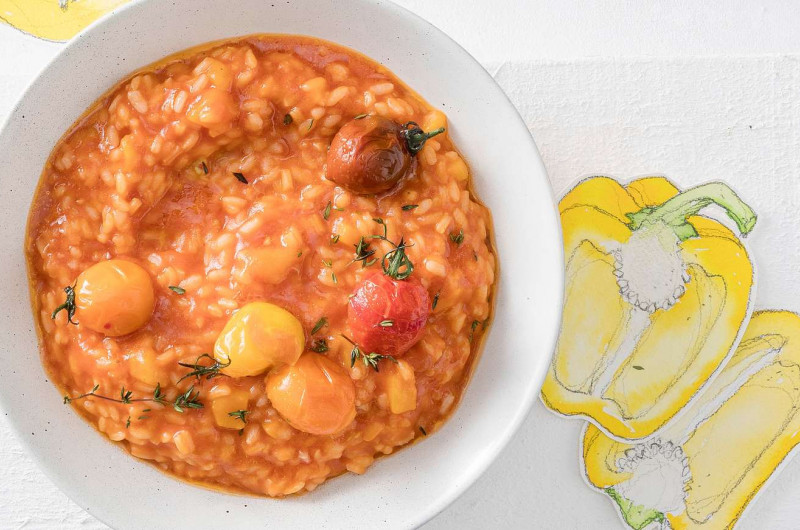 Risotto aux tomates et aux poivrons
