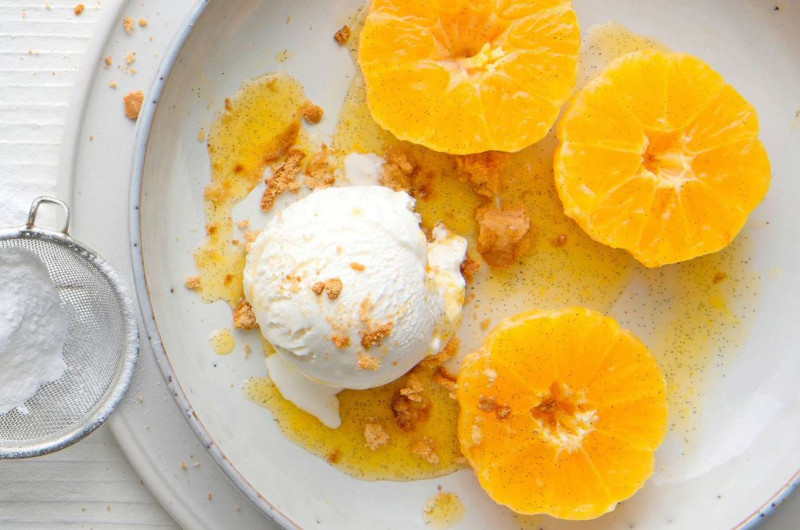 Mandarines et crumble au pain d'épice