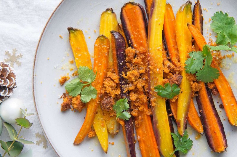 Carottes au four avec crunch au miel