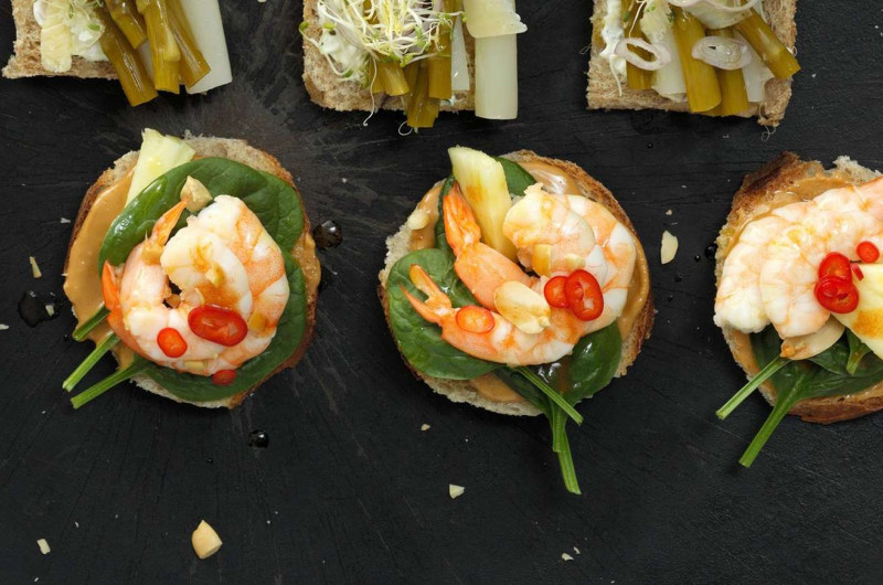 Canapé aux crevettes
