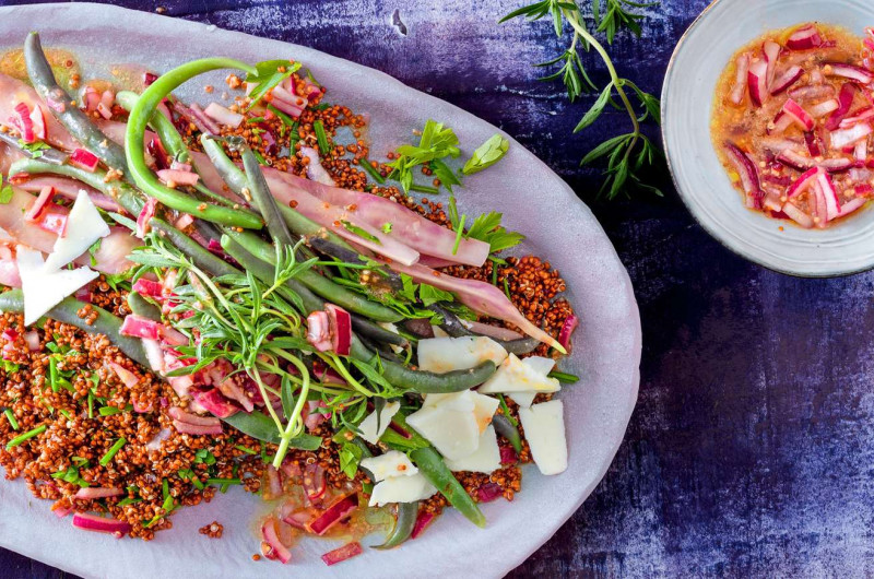 Haricots sur quinoa aux fines herbes