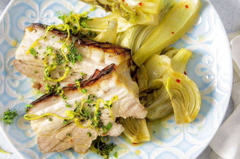 Fenouil braisé avec lard