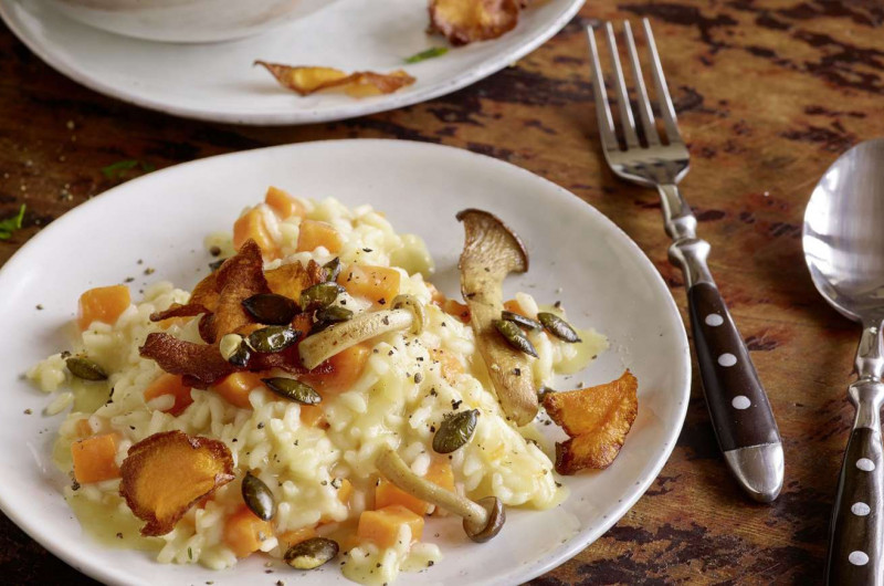 Risotto à la courge avec chips de courge