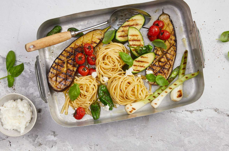 Pâtes avec légumes grillés