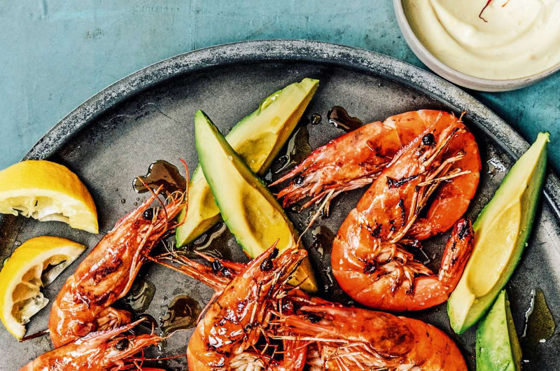 Crevettes géantes avec dip au safran