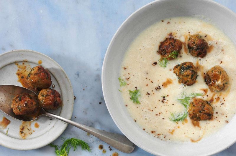 Velouté de fenouil avec boulettes de poulet