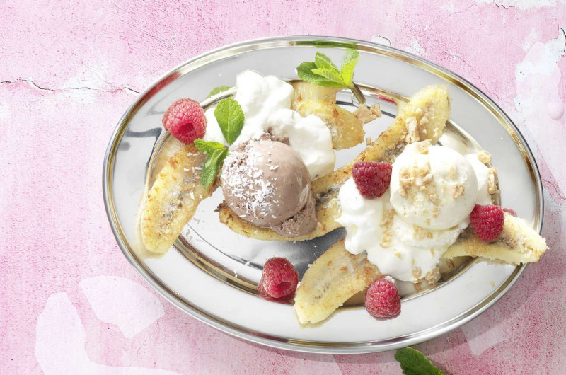 Bananes rôties avec nice cream