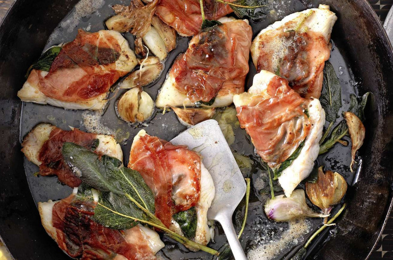 Saltimbocca de sandre avec Prosciutto crudo San Pietro